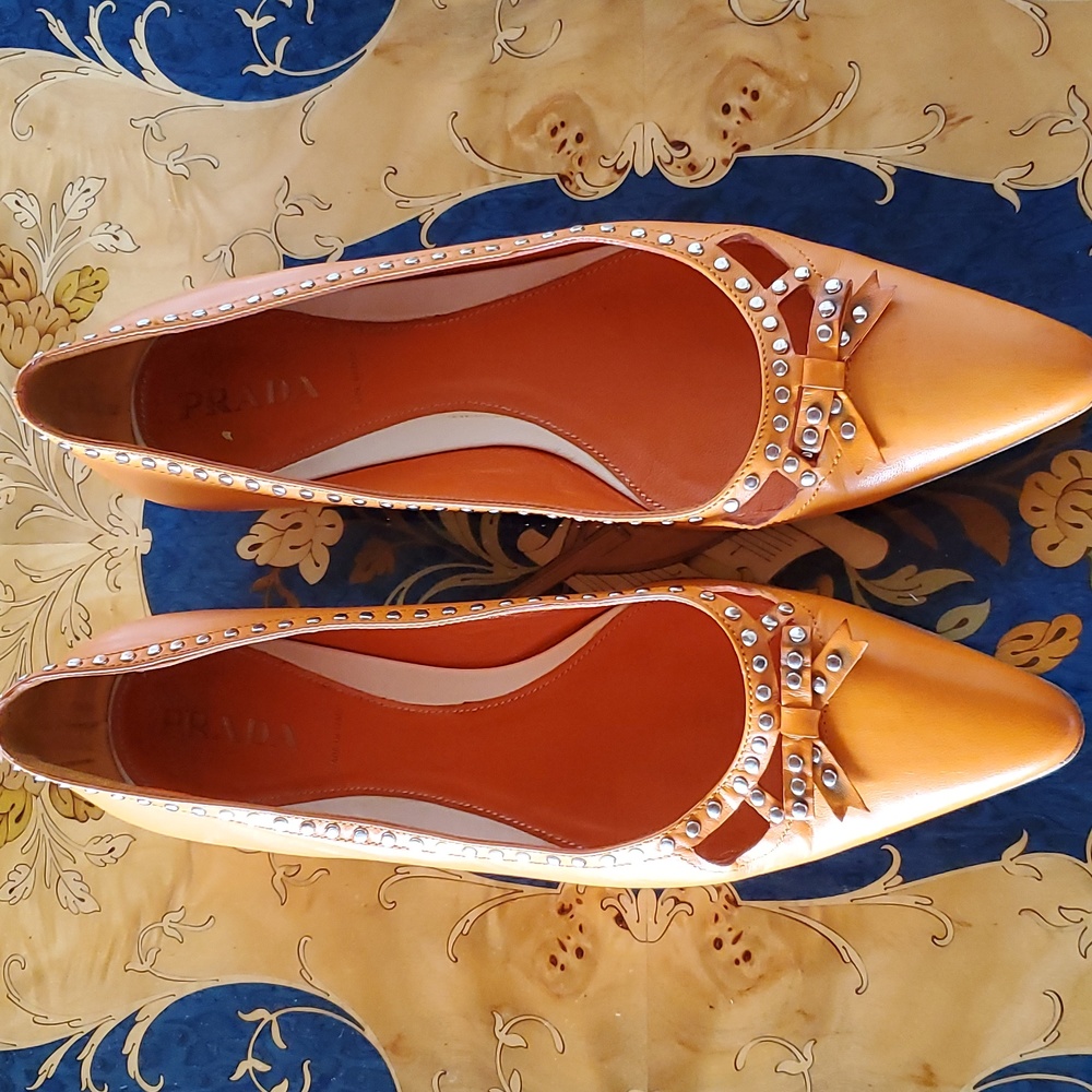 Prada Studded Leather Flats - Picture 2 of 10